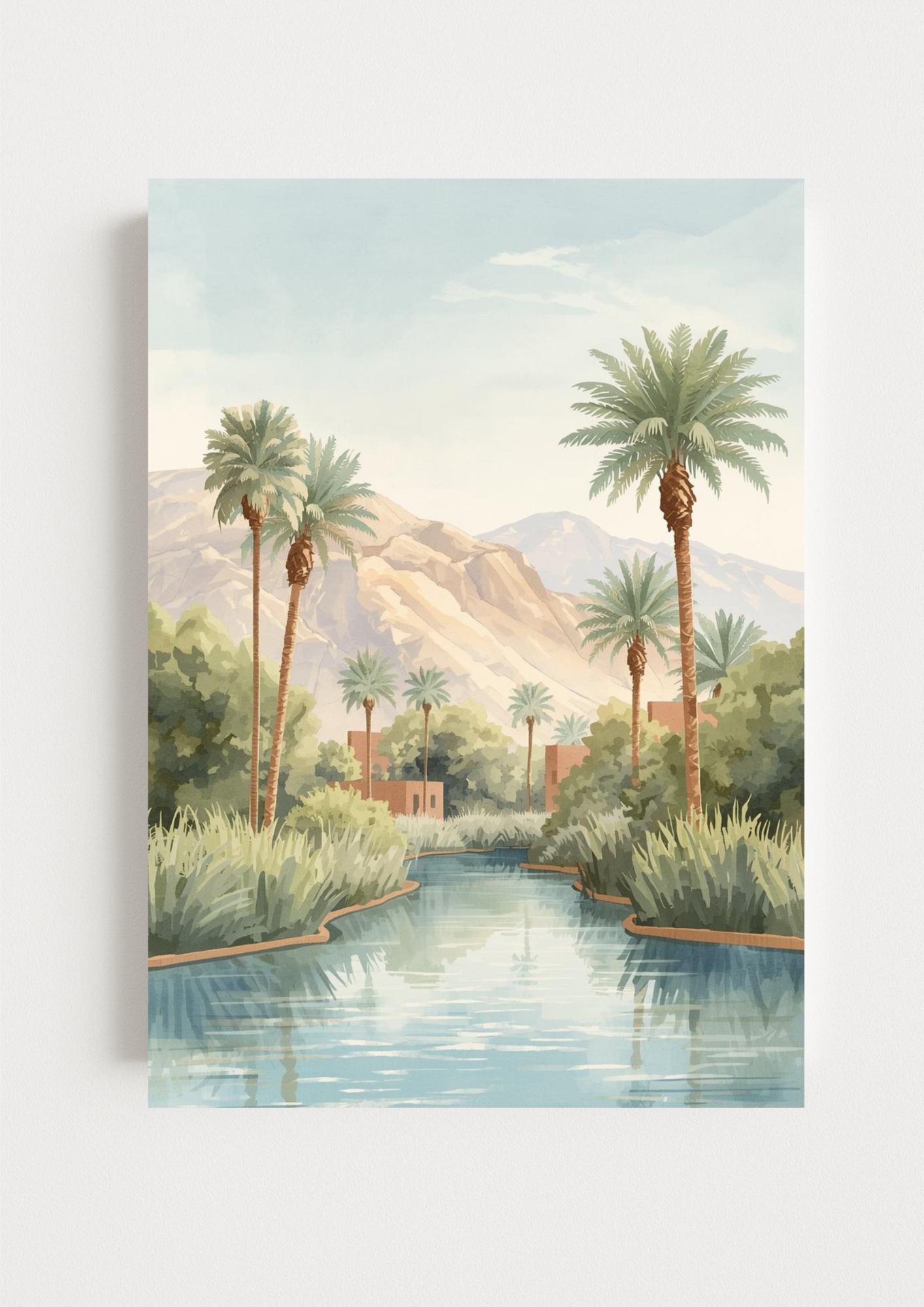 Collection Orient -Affiche paysage oasis désert – décoration murale minimaliste