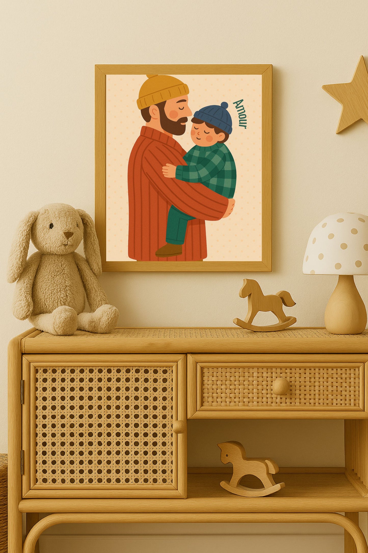 Collection Amour - Affiche A4 - Famille amour papa enfant affiche douce et minimaliste chambre enfant