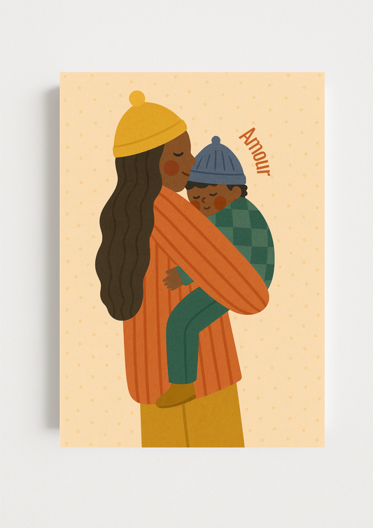 Collection Amour - Affiche mère enfant minimaliste – poster amour famille – déco chambre bébé moderne