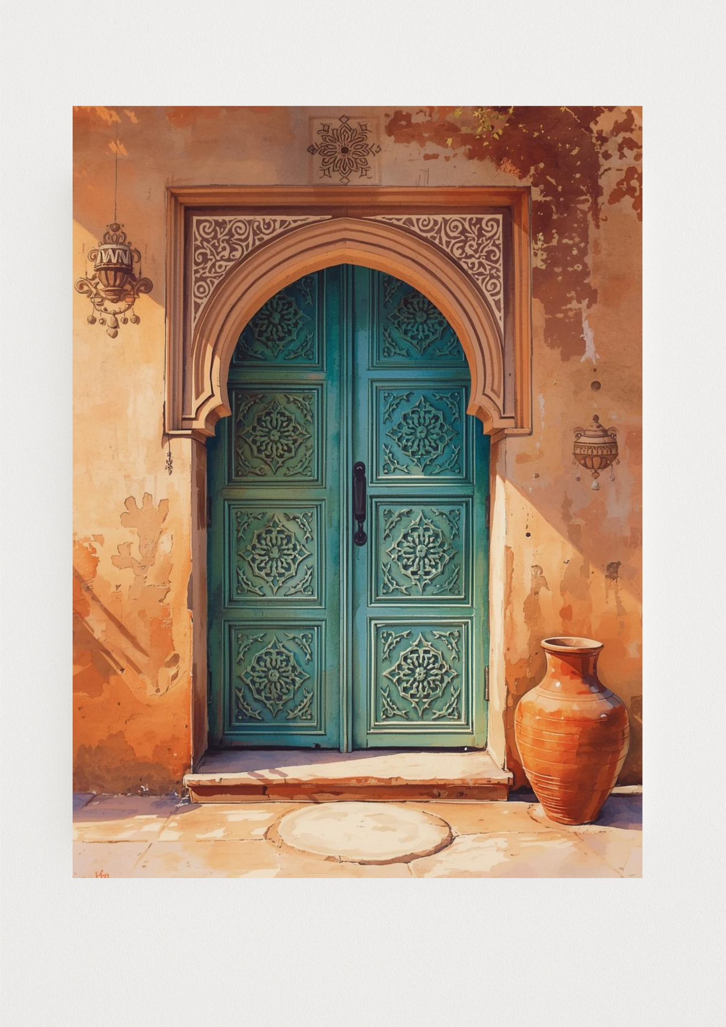Collection Orient-Affiche porte marocaine sculptée – architecture orientale – décoration murale chaleureuse