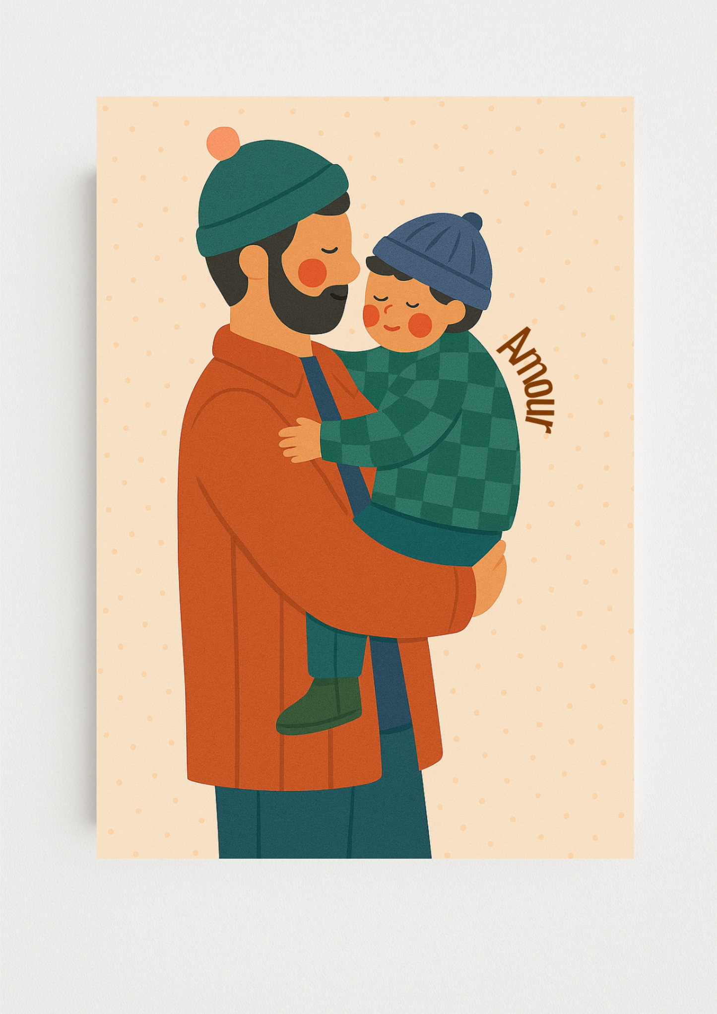 Collection Amour - Affiche papa enfant Amour – Illustration douce lien père enfant – Décoration chambre enfant - cadeau de naissance