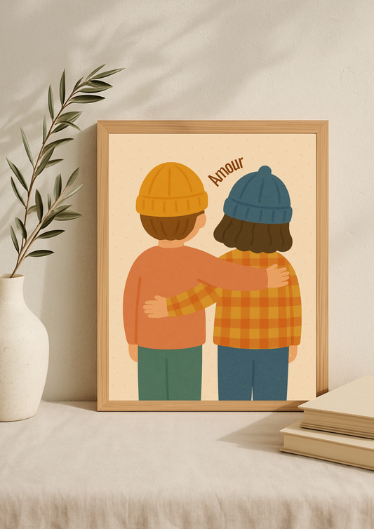 Collection Amour - Affiche murale chambre enfant - Affiche amour famille - Fraterie - Amour fraternel - Cadeaux de naissance
