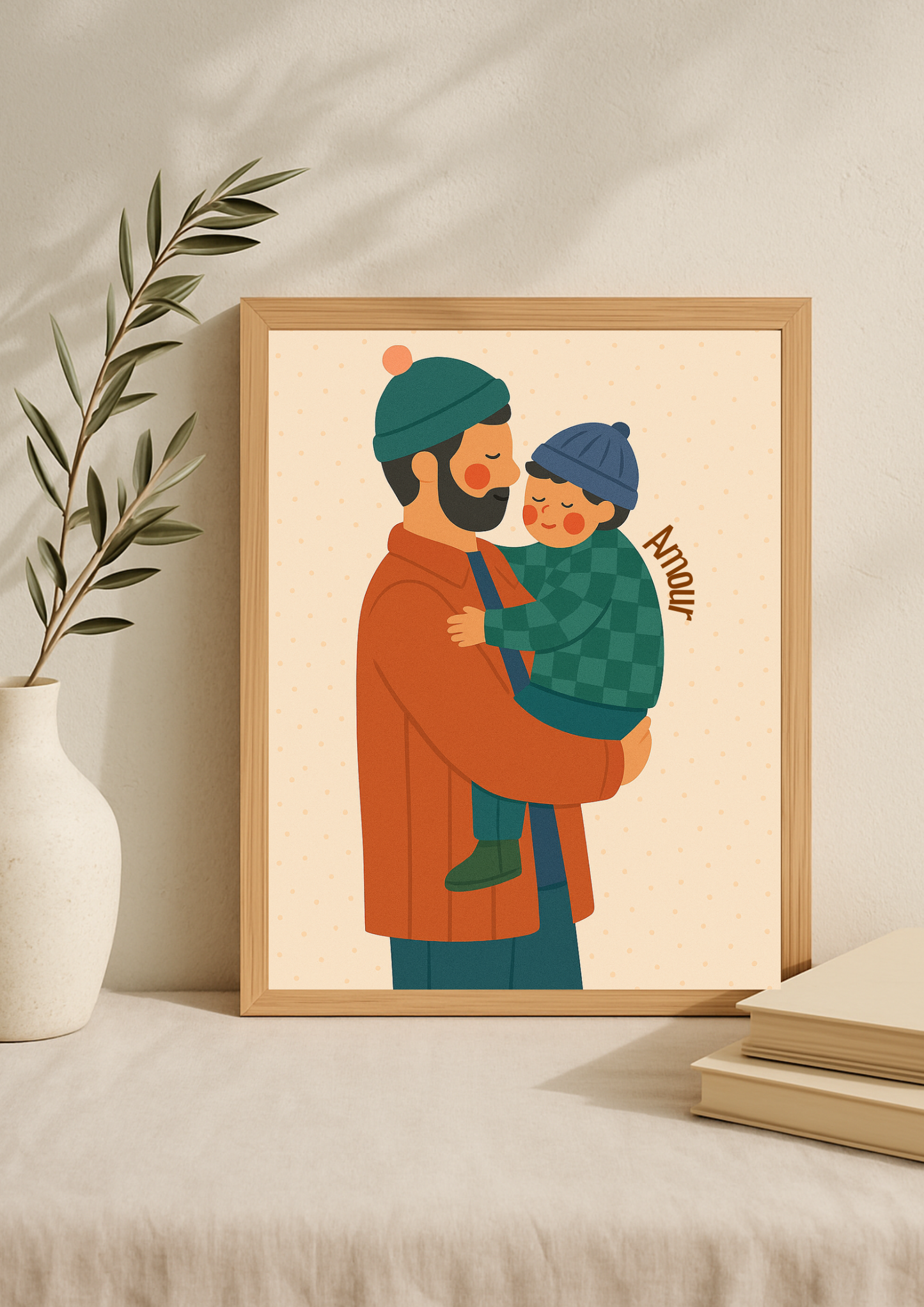 Collection Amour - Affiche papa enfant Amour – Illustration douce lien père enfant – Décoration chambre enfant - cadeau de naissance