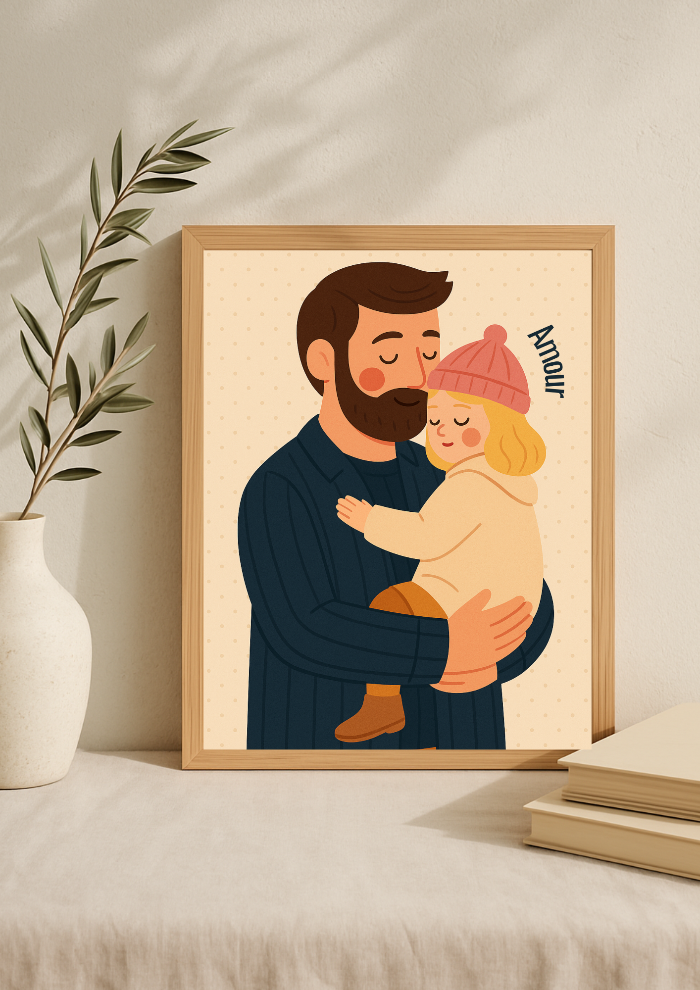 Collection Amour - Affiche papa bébé Amour – Illustration douce lien père enfant – Décoration chambre bébé
