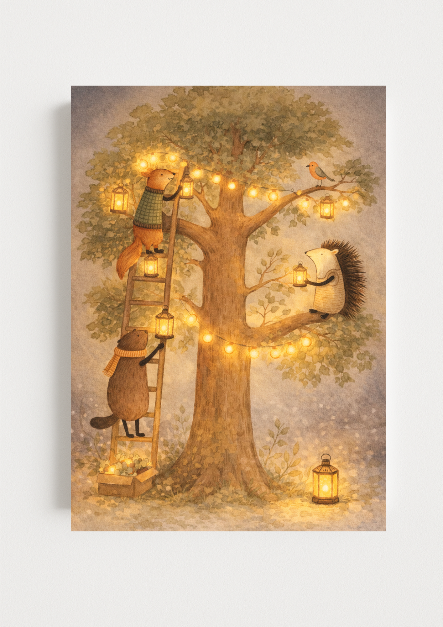 Affiche animaux de la forêt – illustration printemps chambre bébé - Univers poétique et minimaliste
