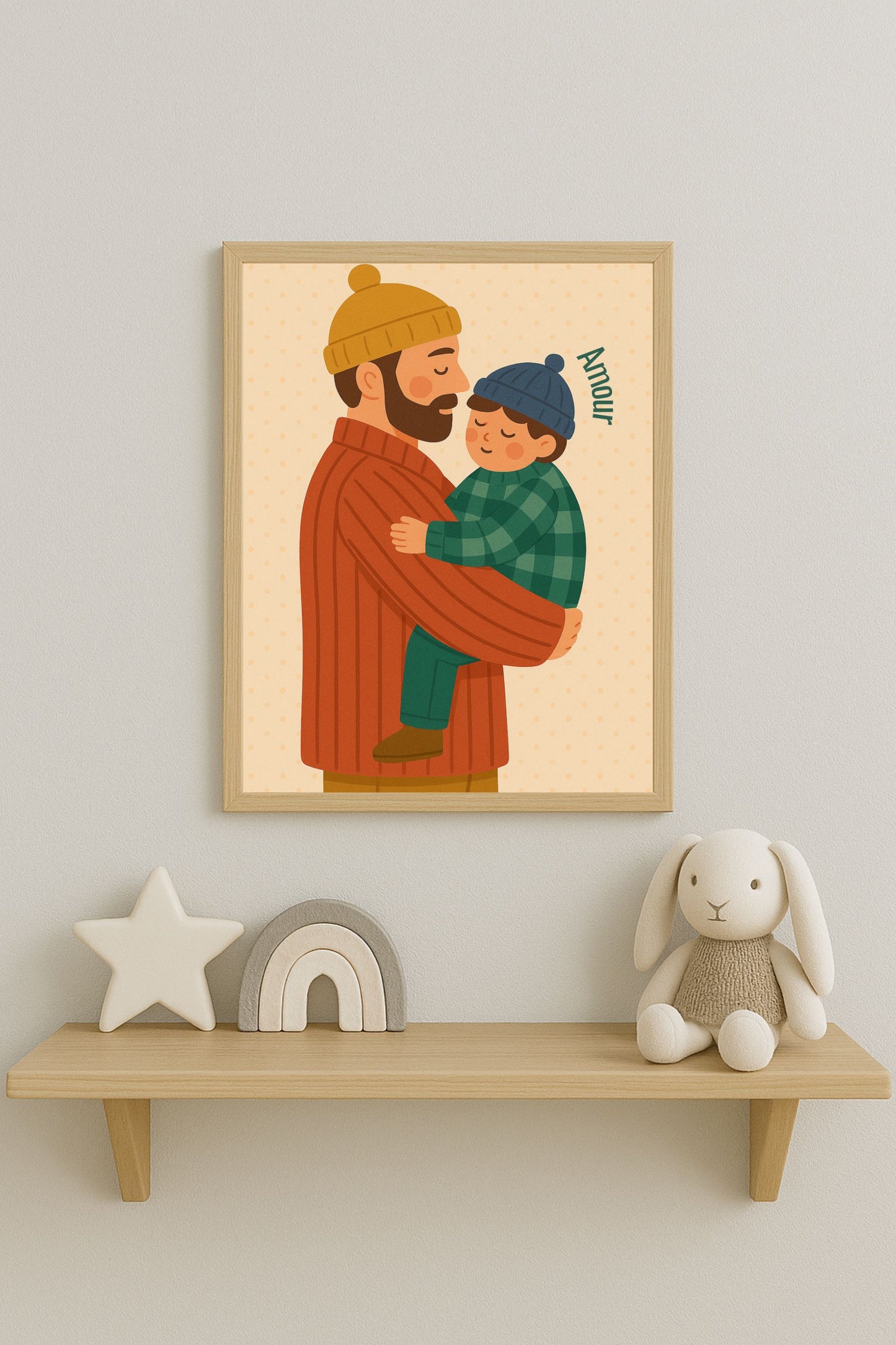 Collection Amour - Affiche A4 - Famille amour papa enfant affiche douce et minimaliste chambre enfant