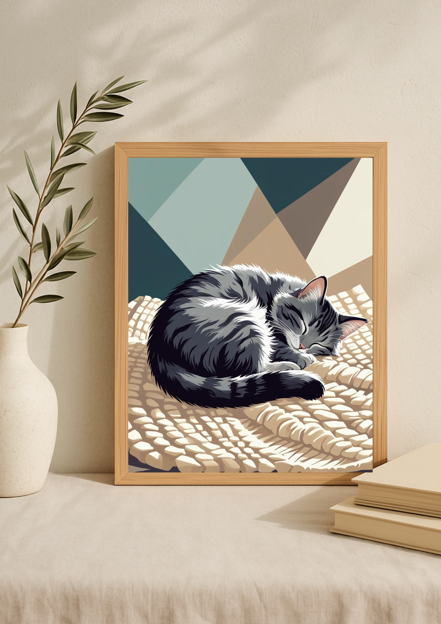 Affiche Chat Endormi A4 – Poster Chat Cocooning | Déco Murale Animaux