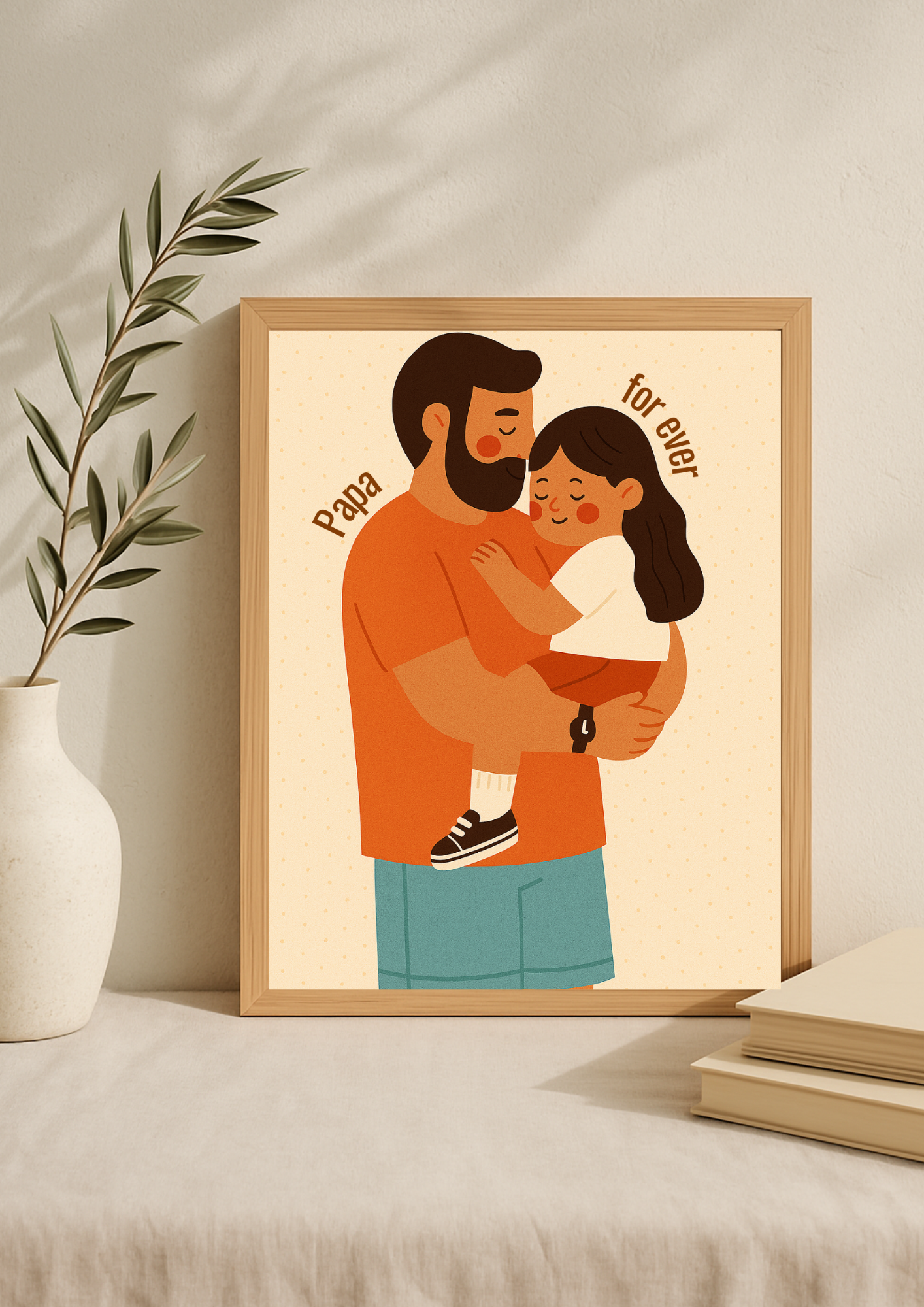 Collection Amour - Affiche papa sportif enfant – Illustration douce lien père fille – Décoration chambre enfant - idée cadeau naissance