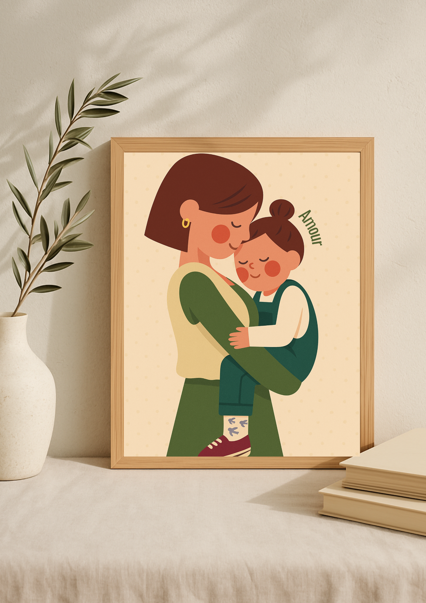 Collection Amour - Affiche maman enfant Amour – Illustration douce lien maternel – Décoration chambre bébé - Idée cadeau naissance