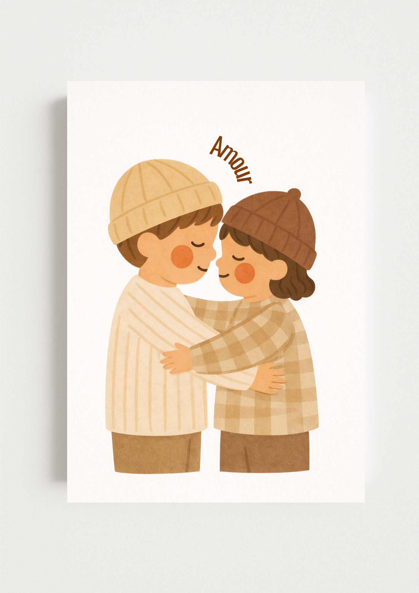 Collection Amour - Affiche enfant “Amour” fraterie – Illustration bohème tendre enfants – Décoration chambre bébé, idée cadeau naissance