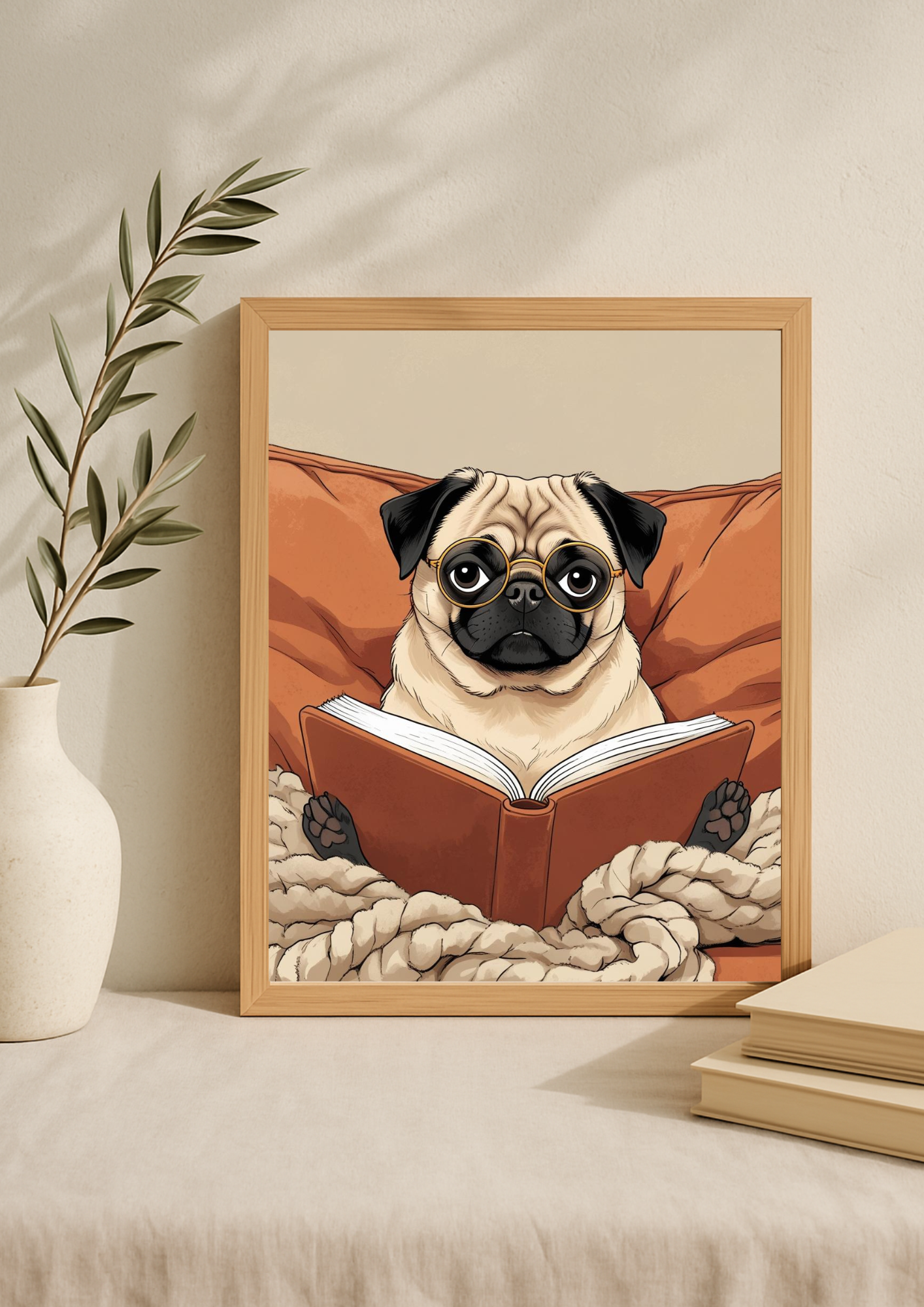 Affiche Chien Lecteur A4 – Poster Chien Rigolo | Déco Murale Animaux