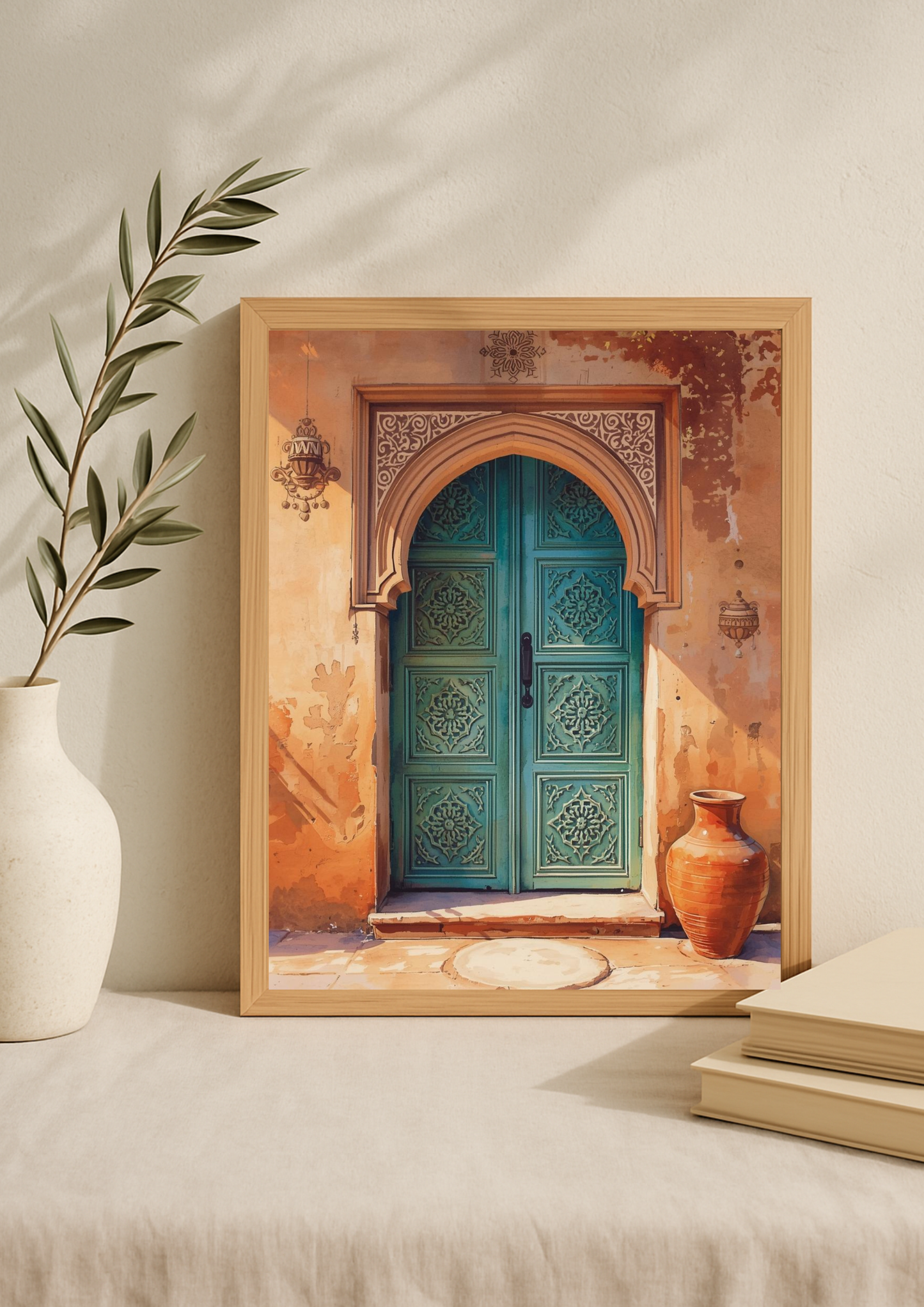 Collection Orient-Affiche porte marocaine sculptée – architecture orientale – décoration murale chaleureuse