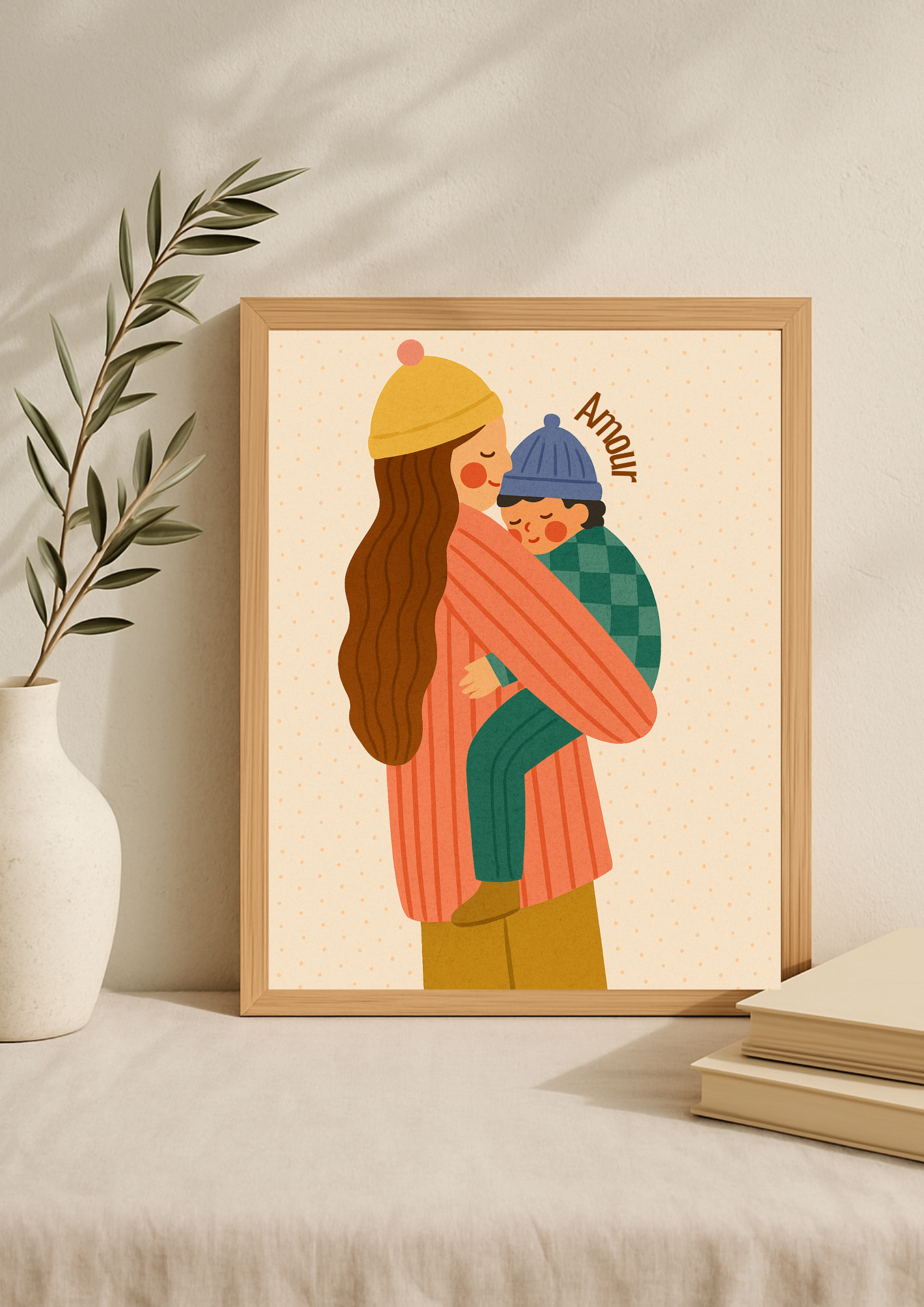 Collection Amour - Affiche A4 - Famille amour maman enfant affiche douce et minimaliste chambre enfant