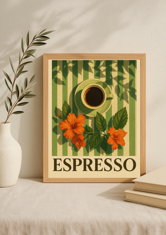 Affiche A4 - Espresso affiche cuisine colorée café fleurs