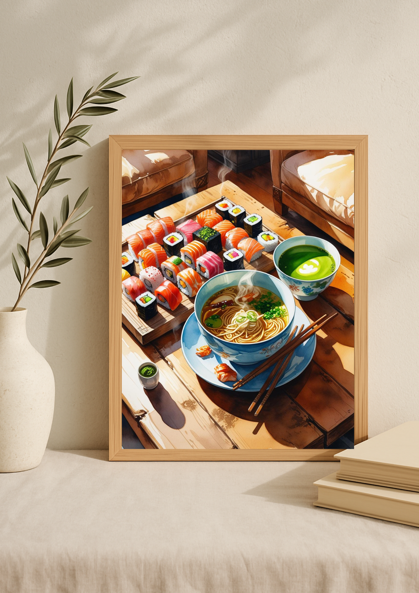 Affiche Cuisine Japonaise A4 – Sushi & Ramen | Poster Déco Murale Cuisine