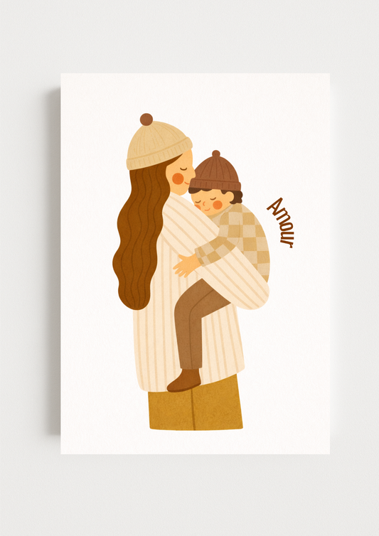 Collection Amour - Affiche maman enfant Amour – Illustration douce maternité – Décoration chambre bébé & enfant