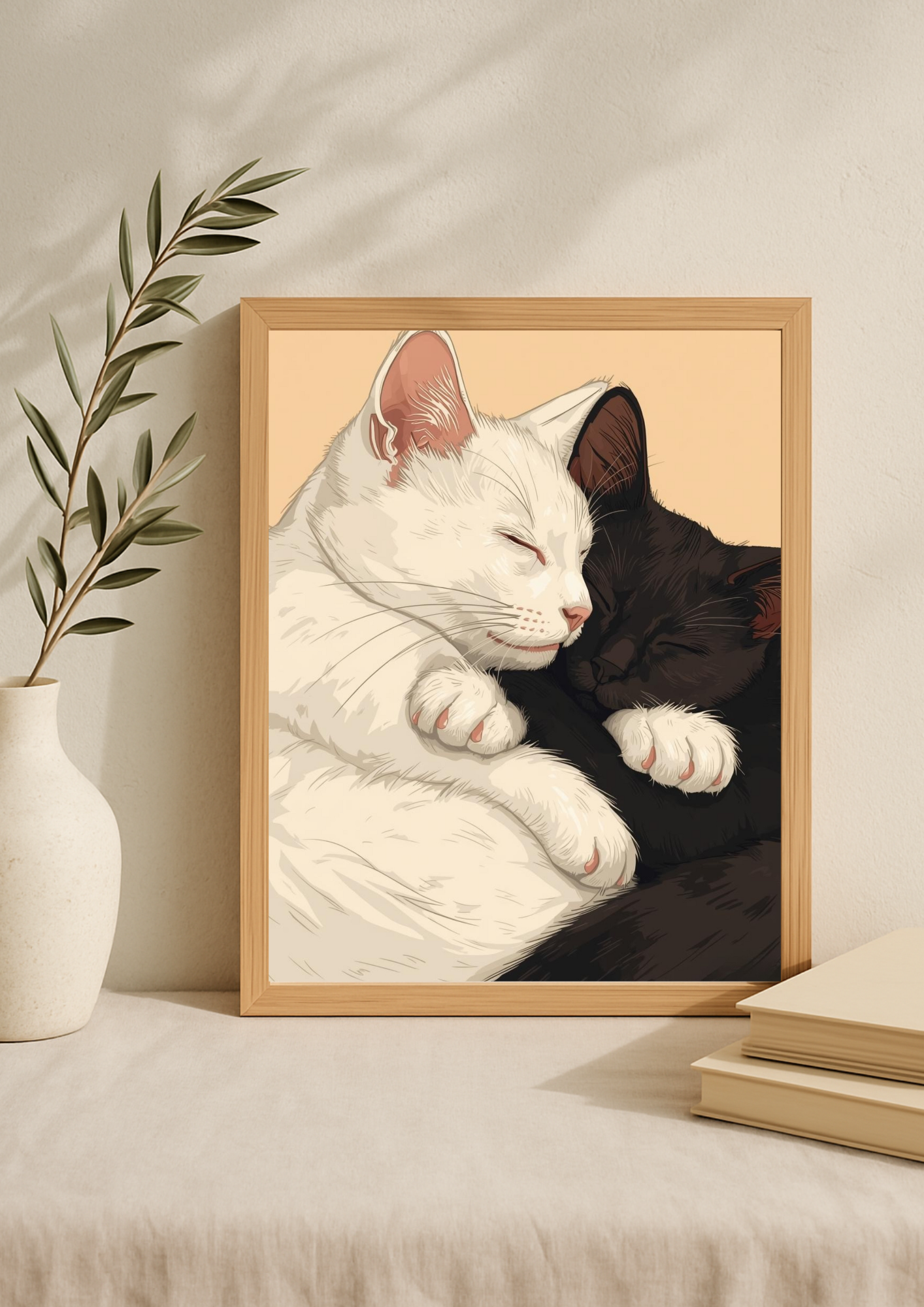 Affiche Chats Amoureux A4 – Poster Chats Câlin | Déco Murale Animaux