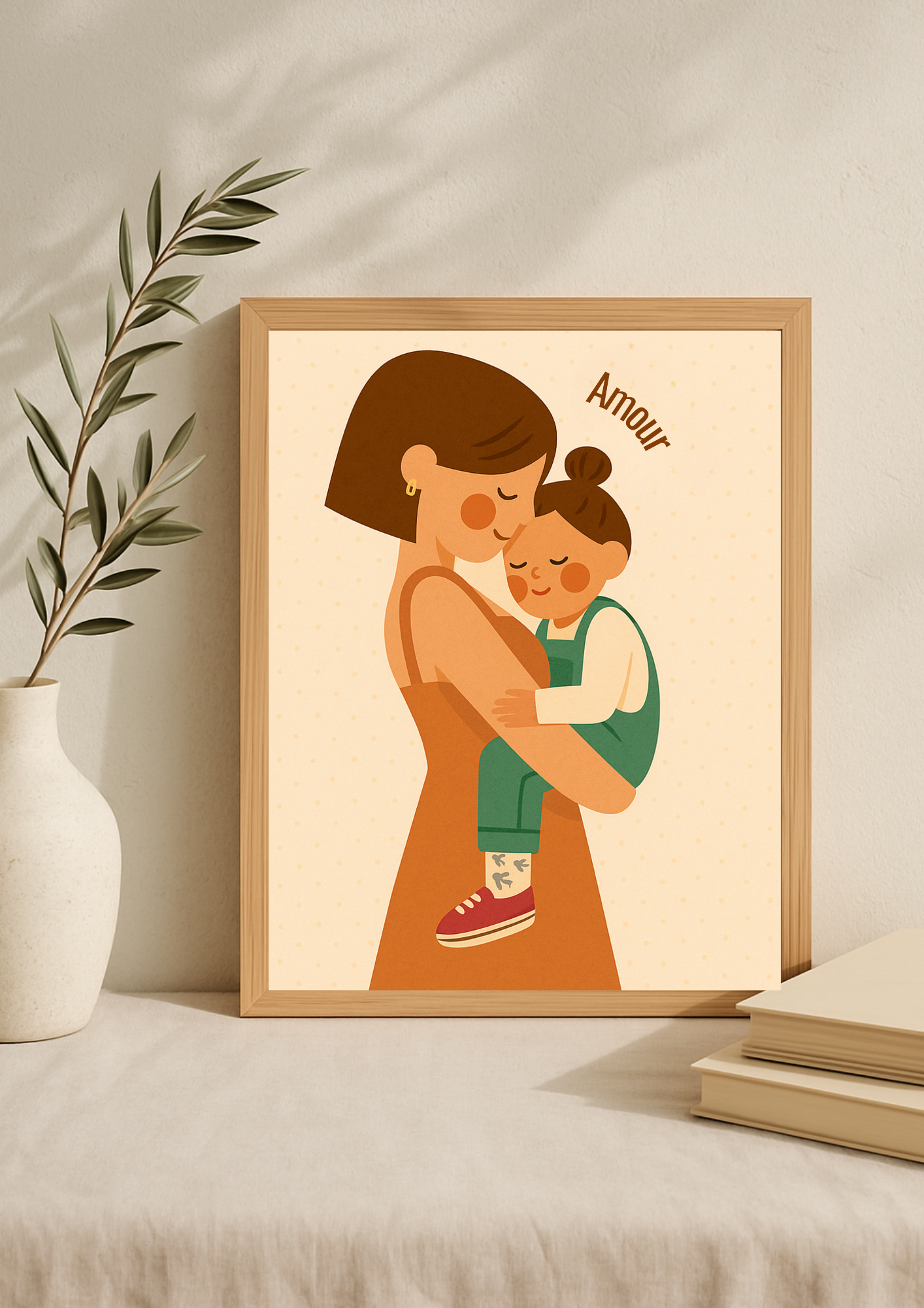 Collection Amour - Affiche maman bébé Amour – Illustration douce lien maternel – Décoration chambre bébé - Cadeaux de naissance