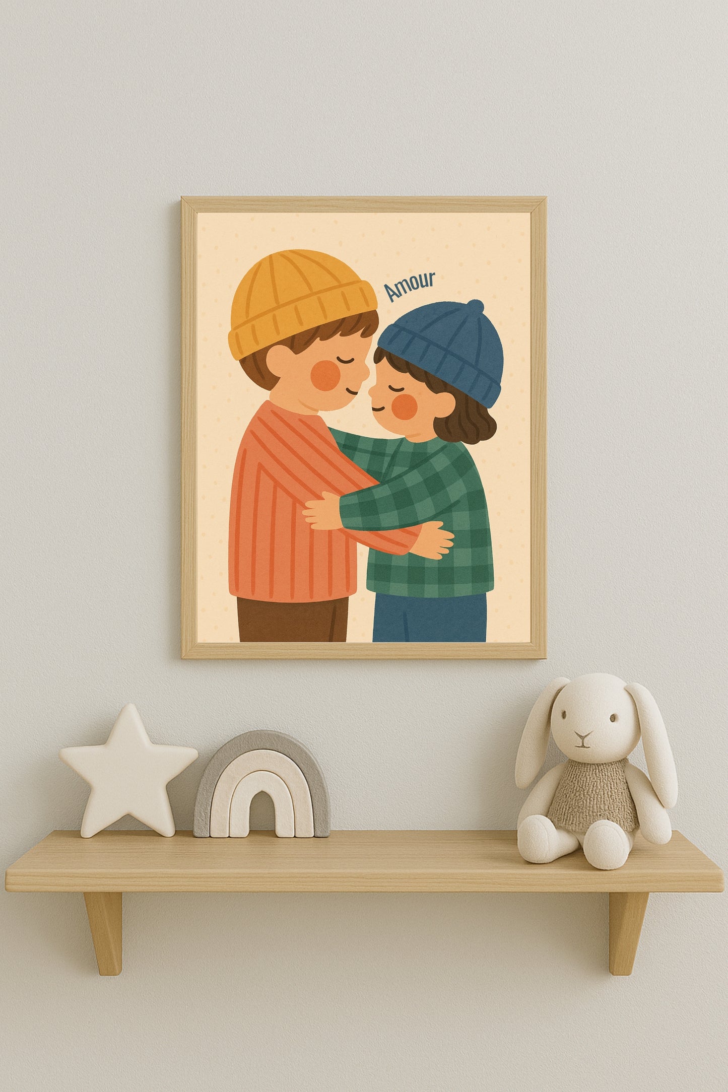 Collection Amour - Affiche enfant “Amour” fraterie – Illustration tendre enfants – Décoration chambre bébé, idée cadeau naissance