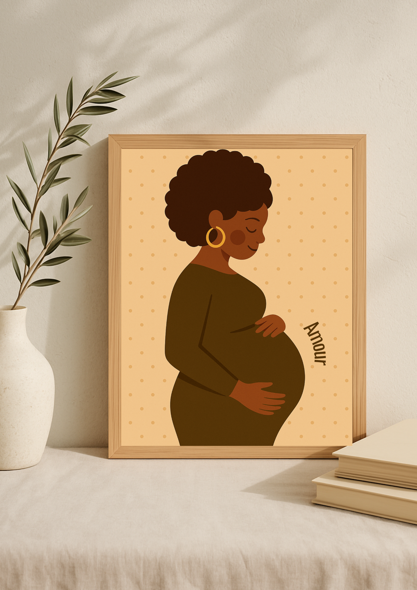 Collection Amour - Affiche maternité minimaliste – illustration femme enceinte – décoration chambre bébé