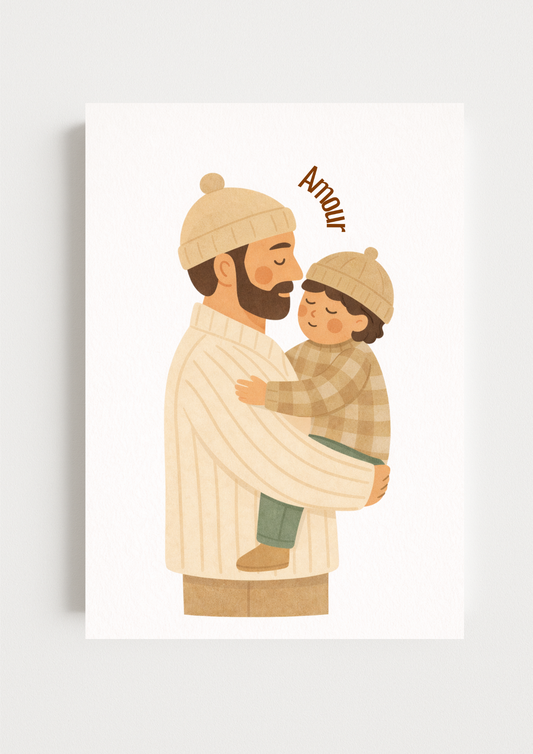Collection Amour - Poster père enfant moderne – affiche famille minimaliste – déco chambre enfant