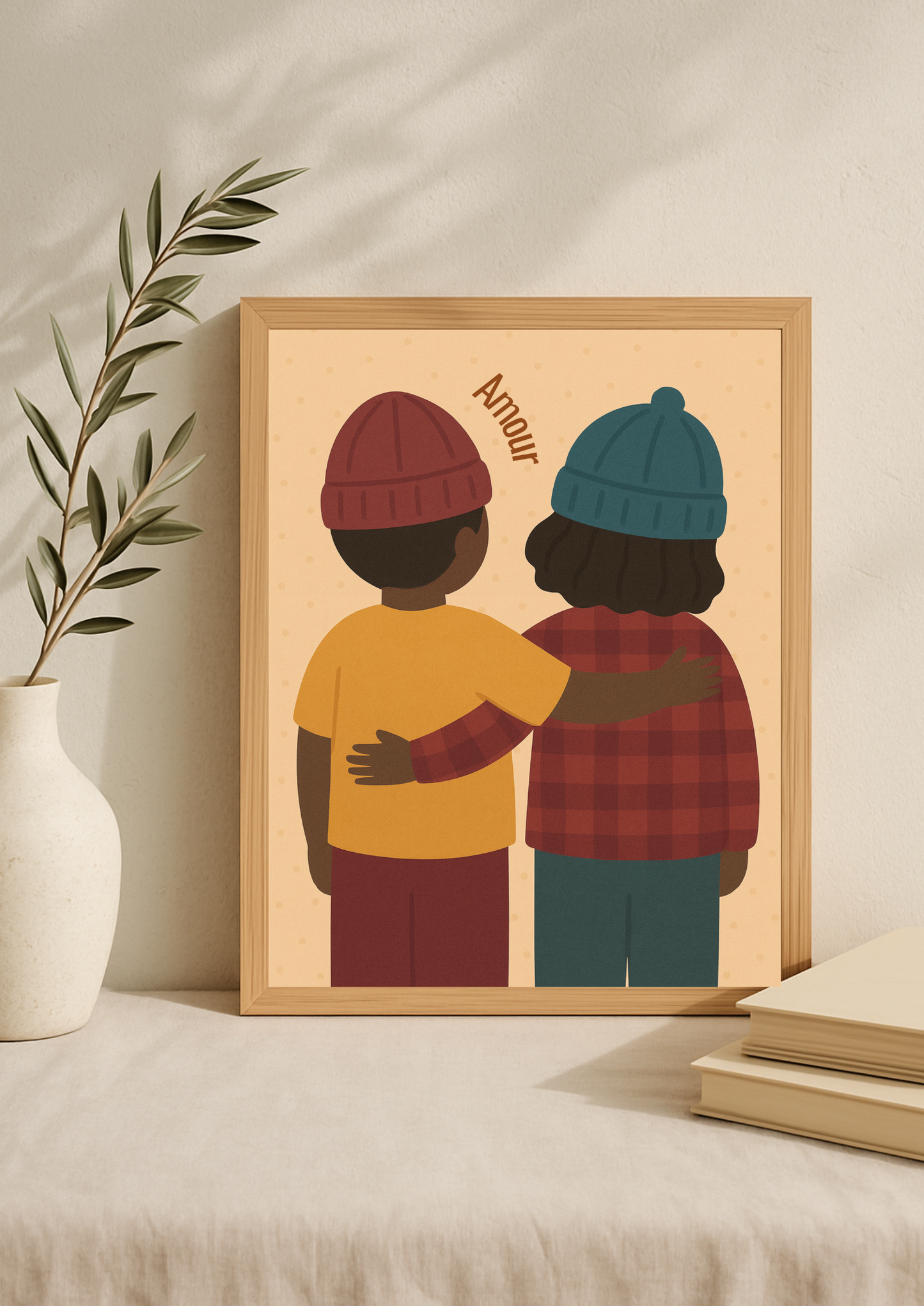Collection Amour - Affiche enfants Amour – Illustration douce amitié & fraternité – Décoration chambre enfant