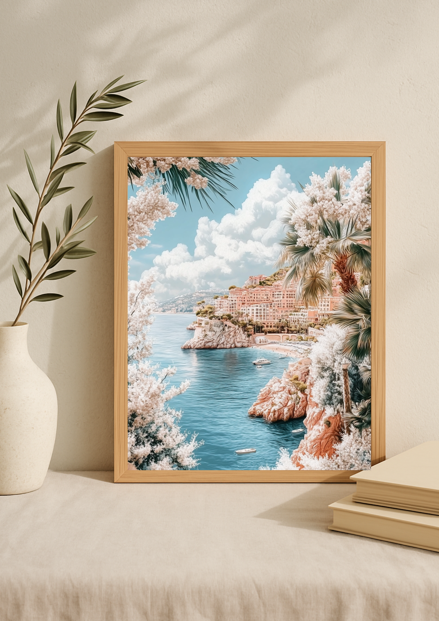 Affiche côte d’azur pastel – illustration bord de mer sud de la france - riviera