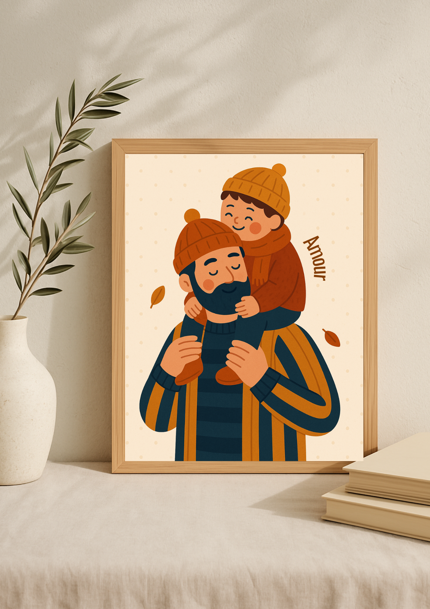 Collection Amour - Affiche A4 - Famille amour papa enfant affiche douce et minimaliste chambre enfant