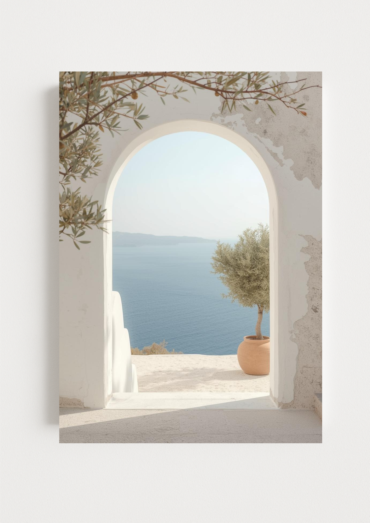 Affiche arche méditerranéenne vue mer – décoration murale lumineuse esprit sud