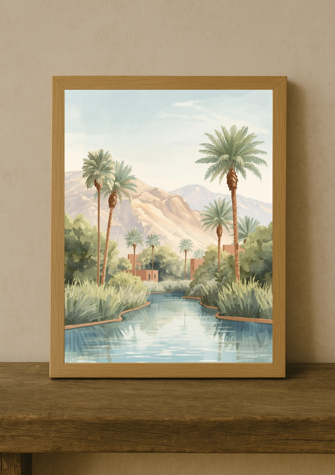 Collection Orient -Affiche paysage oasis désert – décoration murale minimaliste
