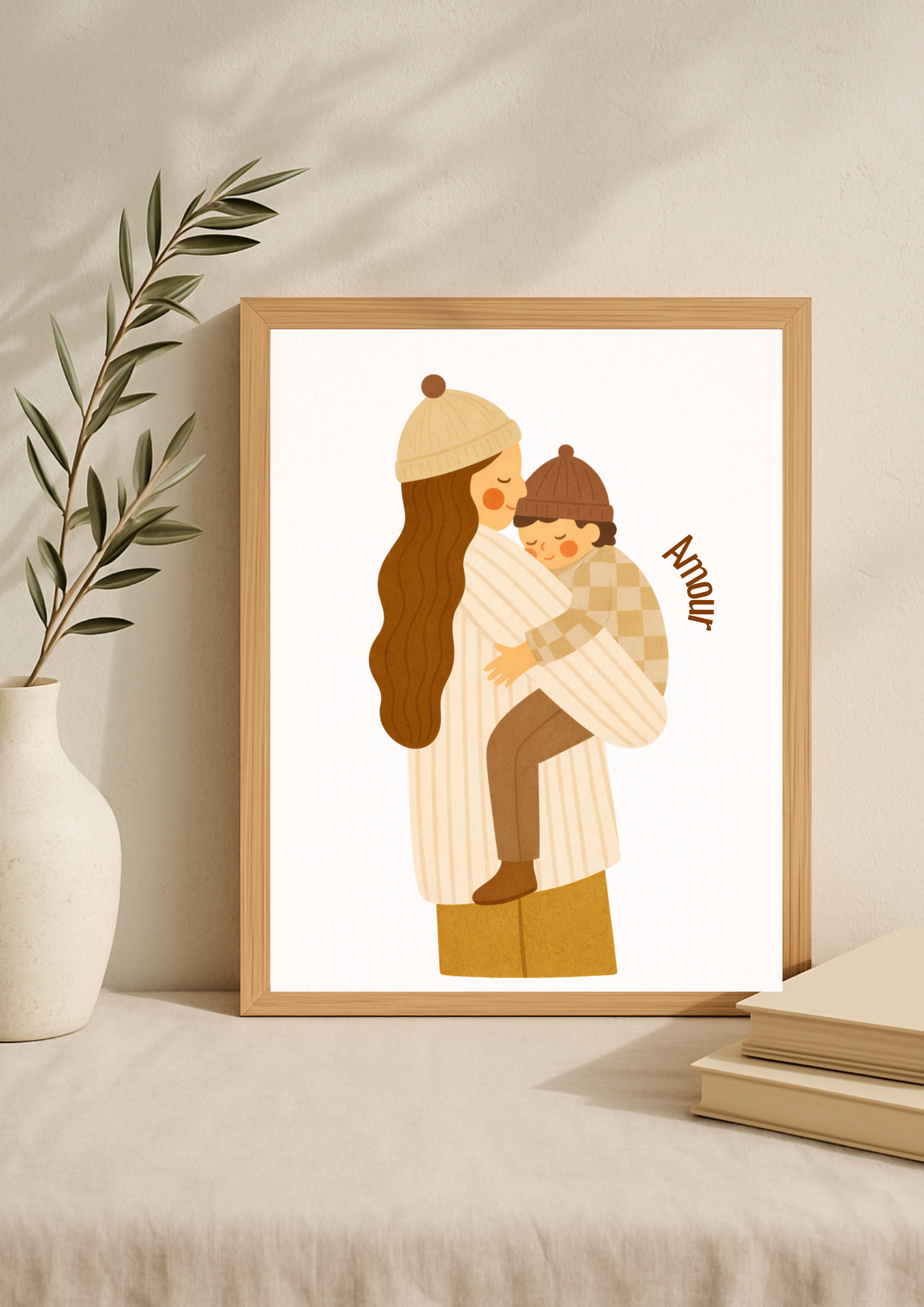Collection Amour - Affiche maman enfant Amour – Illustration douce maternité – Décoration chambre bébé & enfant