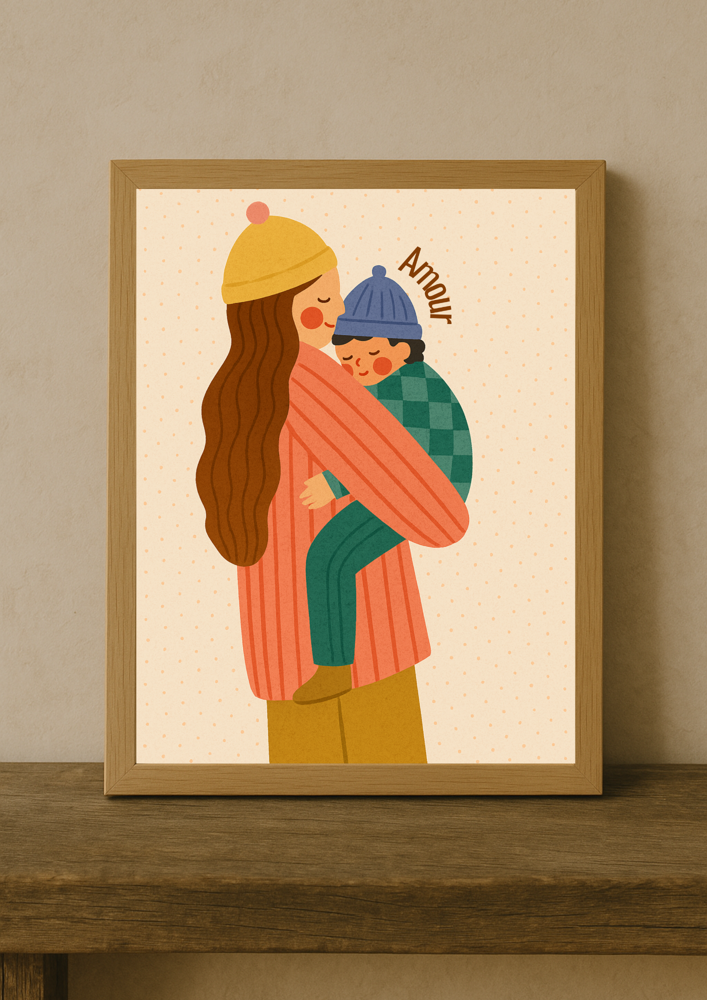 Collection Amour - Affiche A4 - Famille amour maman enfant affiche douce et minimaliste chambre enfant