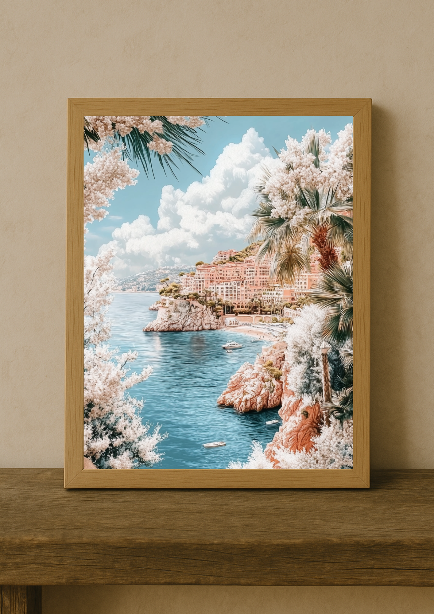 Affiche côte d’azur pastel – illustration bord de mer sud de la france - riviera