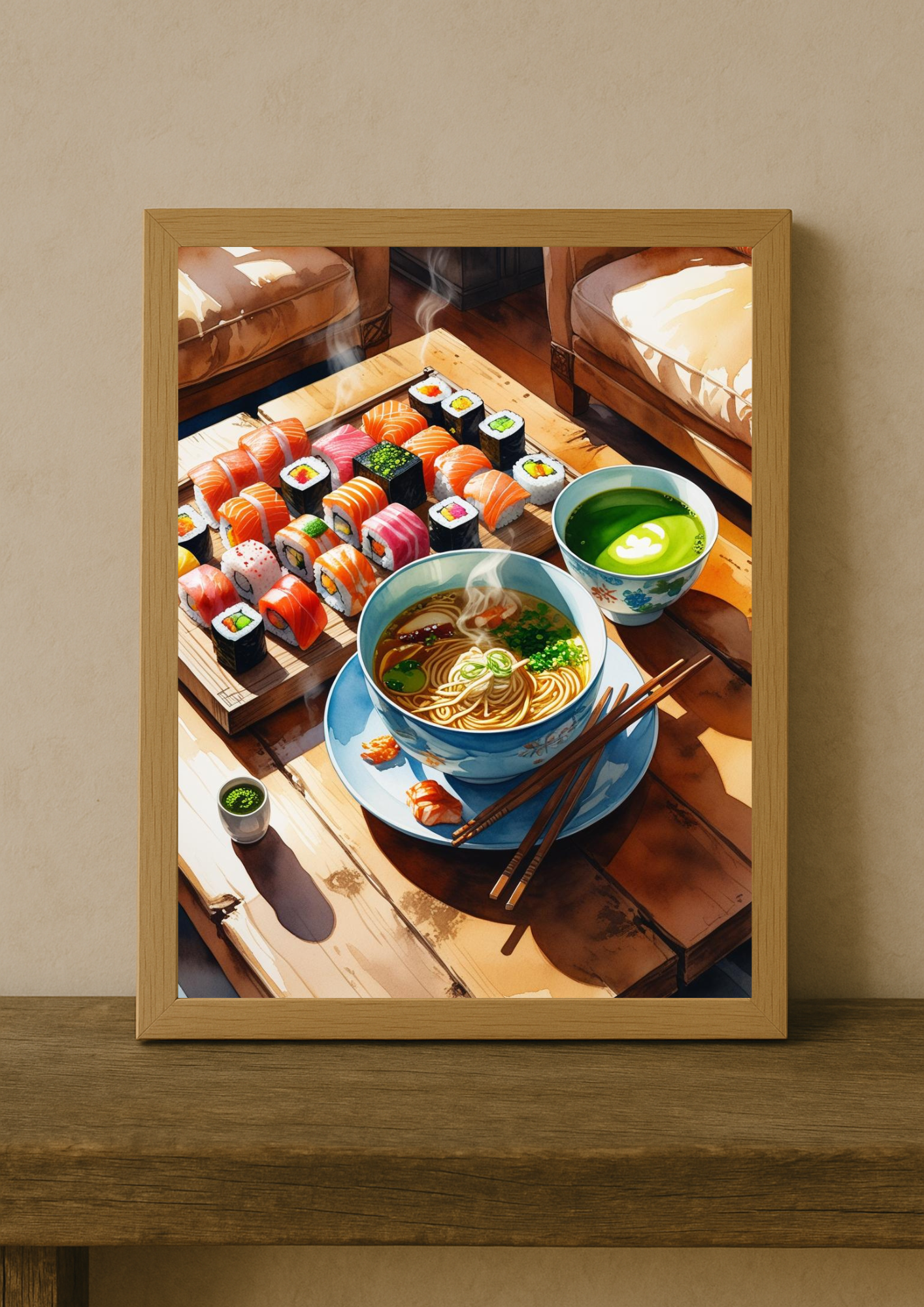 Affiche Cuisine Japonaise A4 – Sushi & Ramen | Poster Déco Murale Cuisine