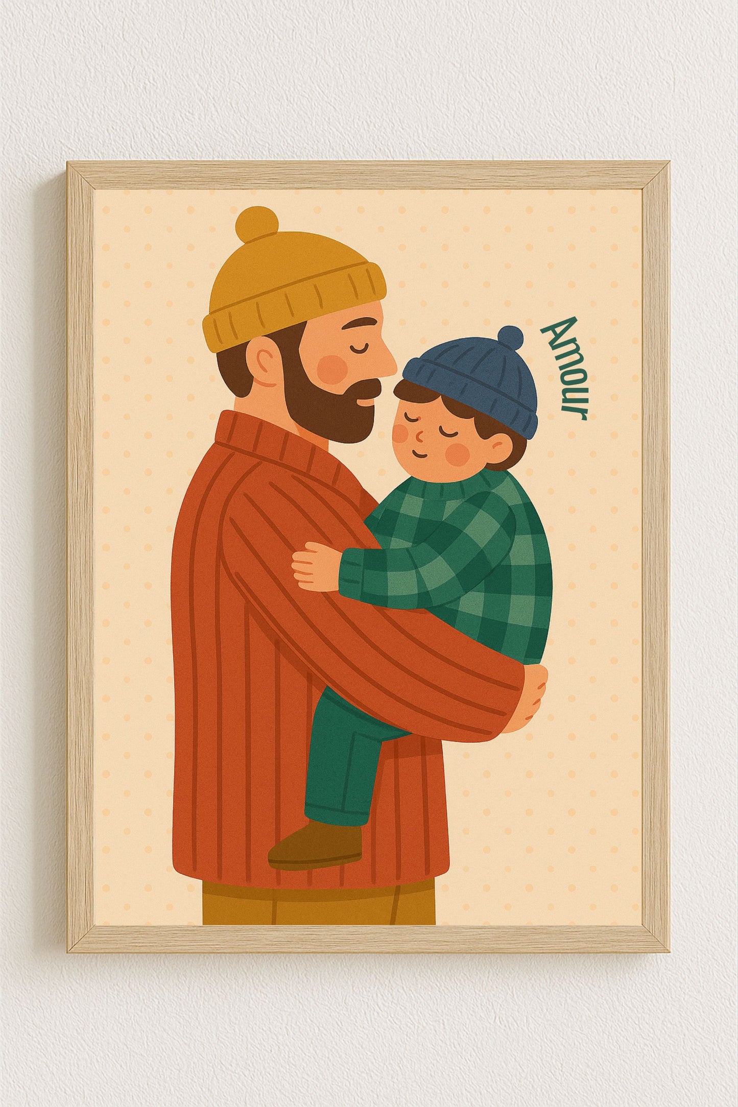 Collection Amour - Affiche A4 - Famille amour papa enfant affiche douce et minimaliste chambre enfant