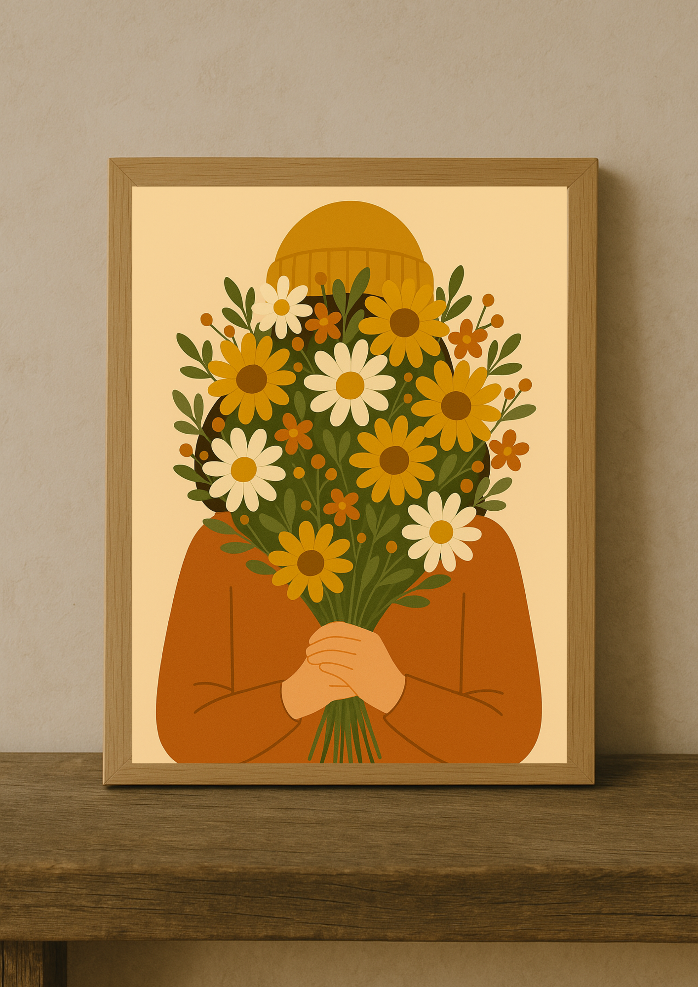 Collection Amour - Affiche femme et fleurs A4 – Illustration poétique et floral - Décoration murale - Idée cadeau femme