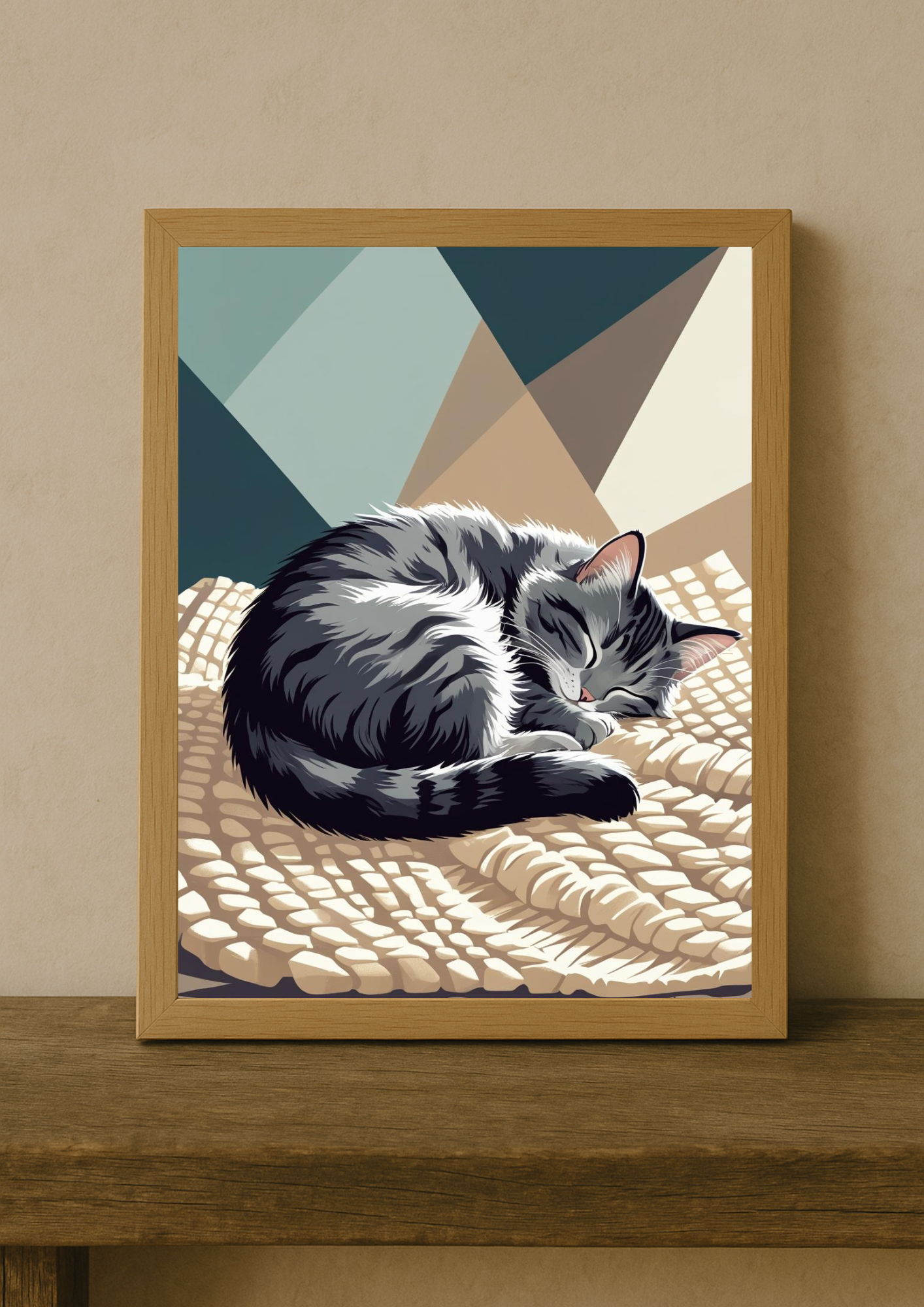 Affiche Chat Endormi A4 – Poster Chat Cocooning | Déco Murale Animaux