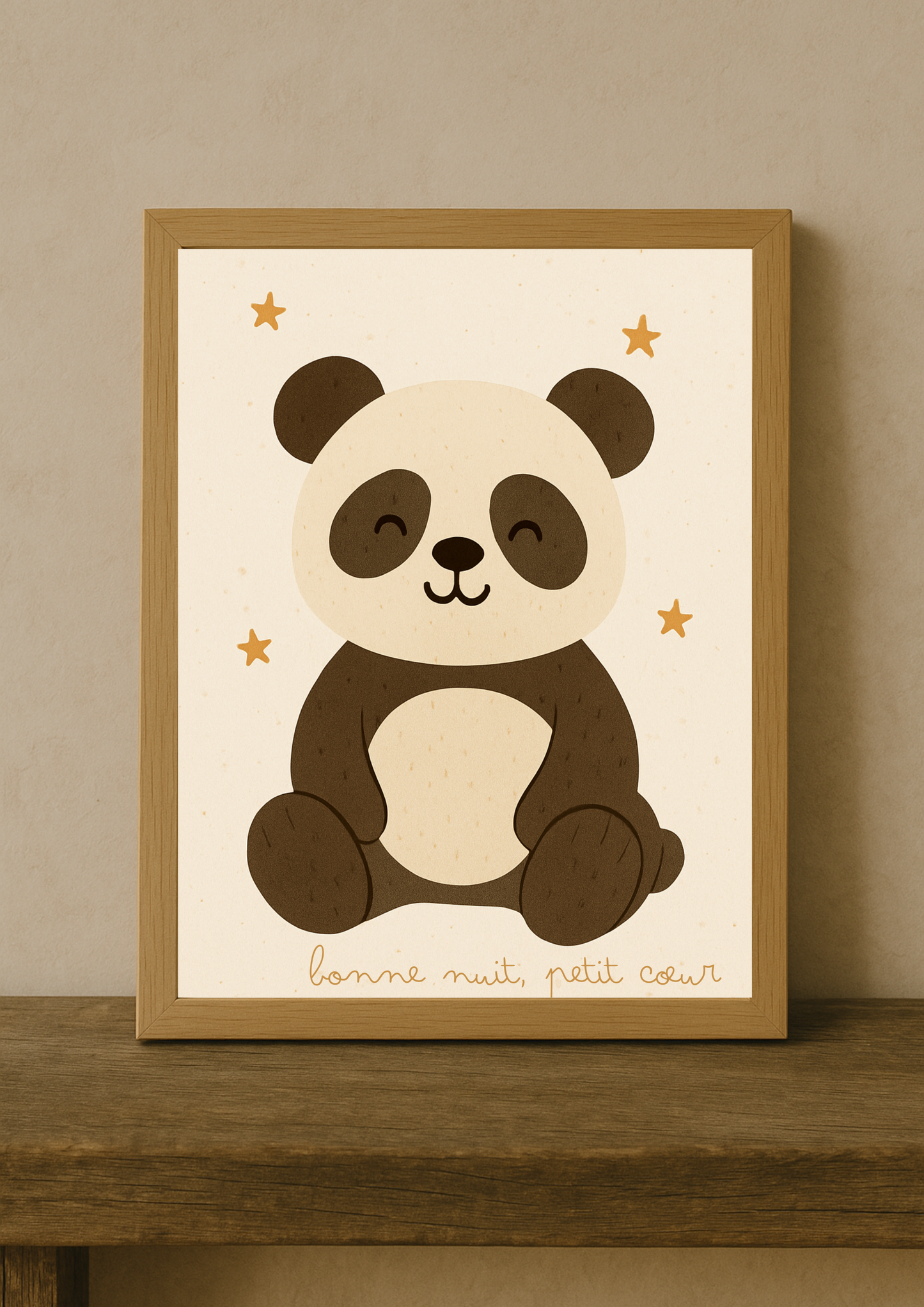 Affiche Panda "Bonne nuit, petit cœur" – Déco Chambre Bébé Univers poétique et minimaliste
