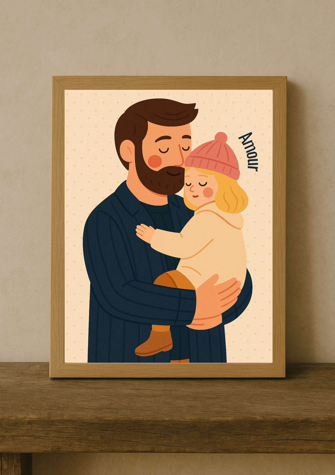 Collection Amour - Affiche papa bébé Amour – Illustration douce lien père enfant – Décoration chambre bébé