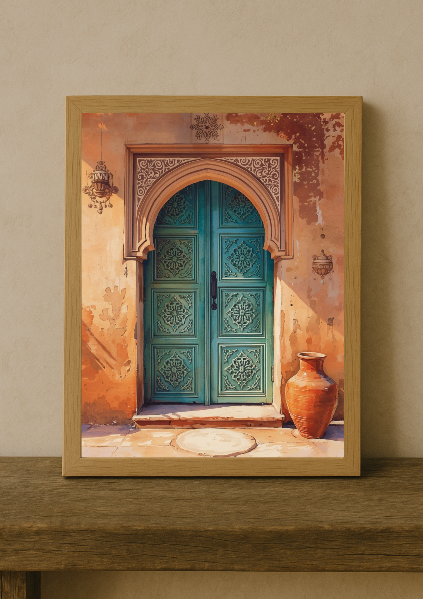 Collection Orient-Affiche porte marocaine sculptée – architecture orientale – décoration murale chaleureuse