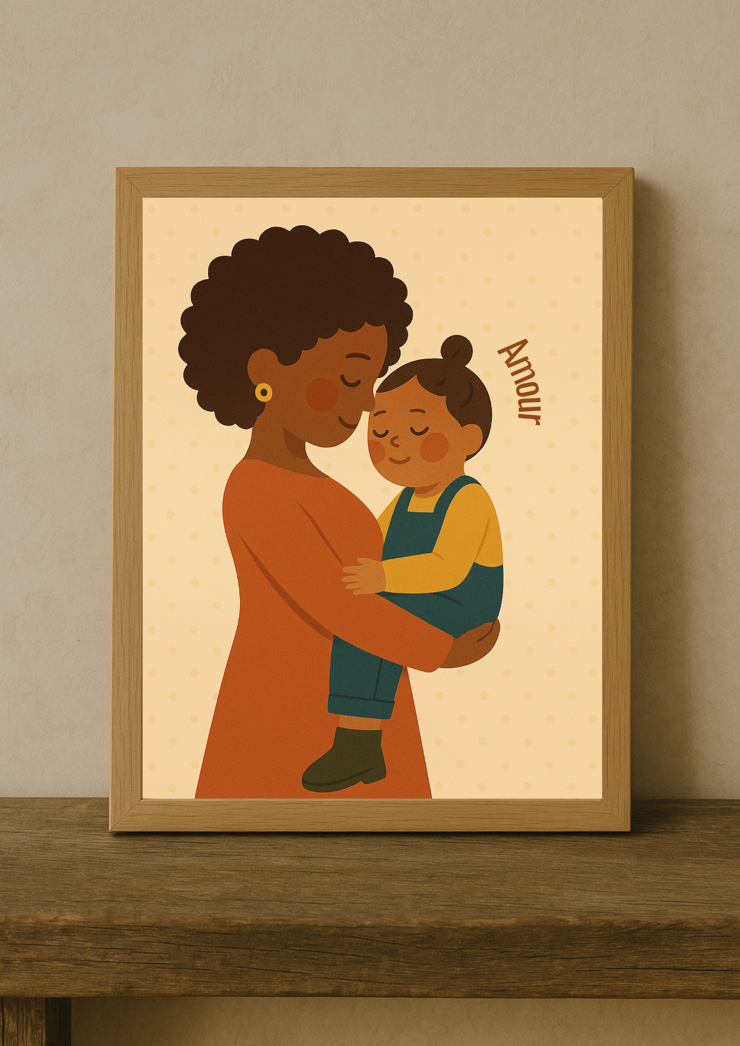 Affiche amour maman et enfant – Illustration tendre Amour – Idée cadeau naissance - Décoration chambre enfant