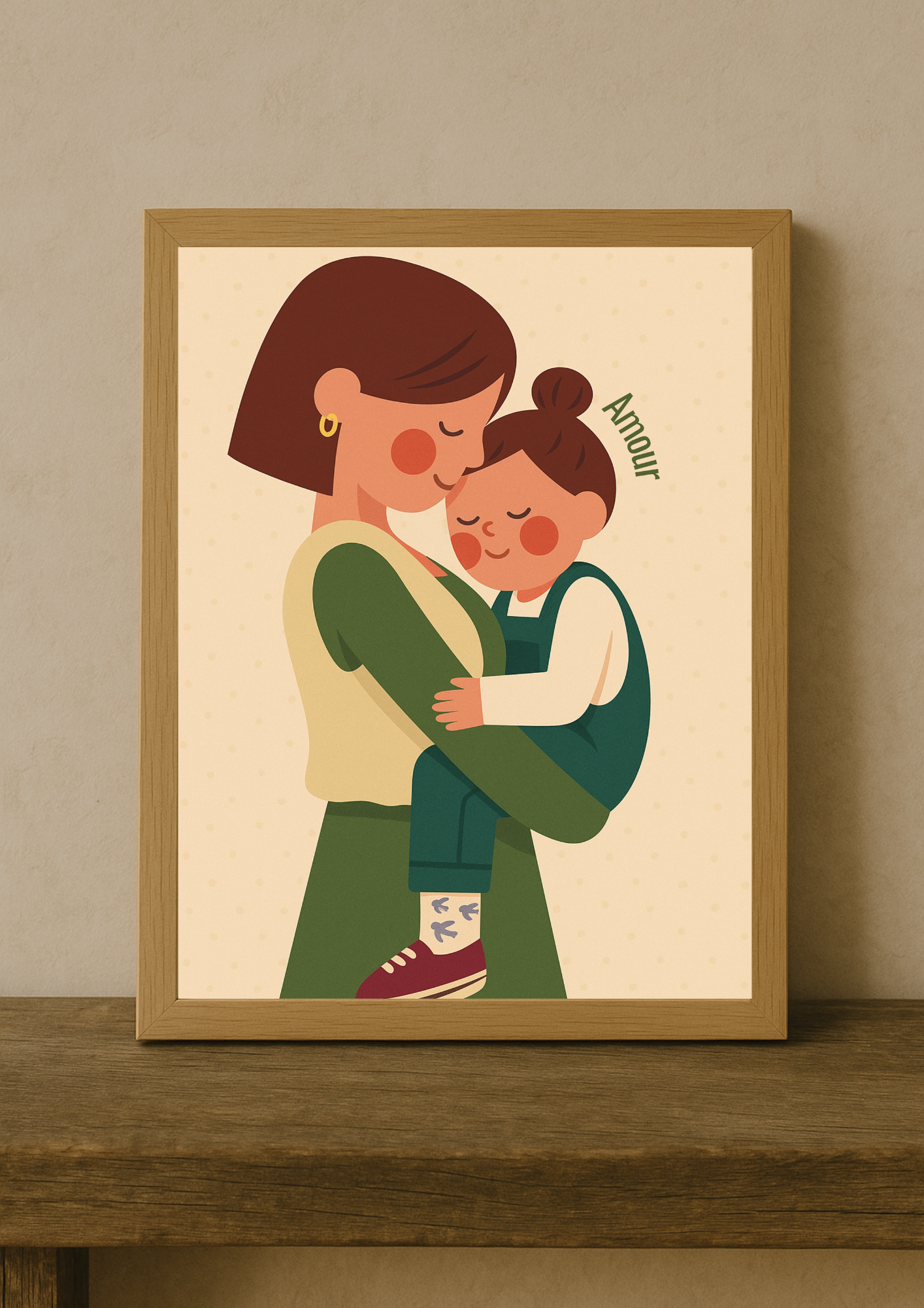 Collection Amour - Affiche maman enfant Amour – Illustration douce lien maternel – Décoration chambre bébé - Idée cadeau naissance