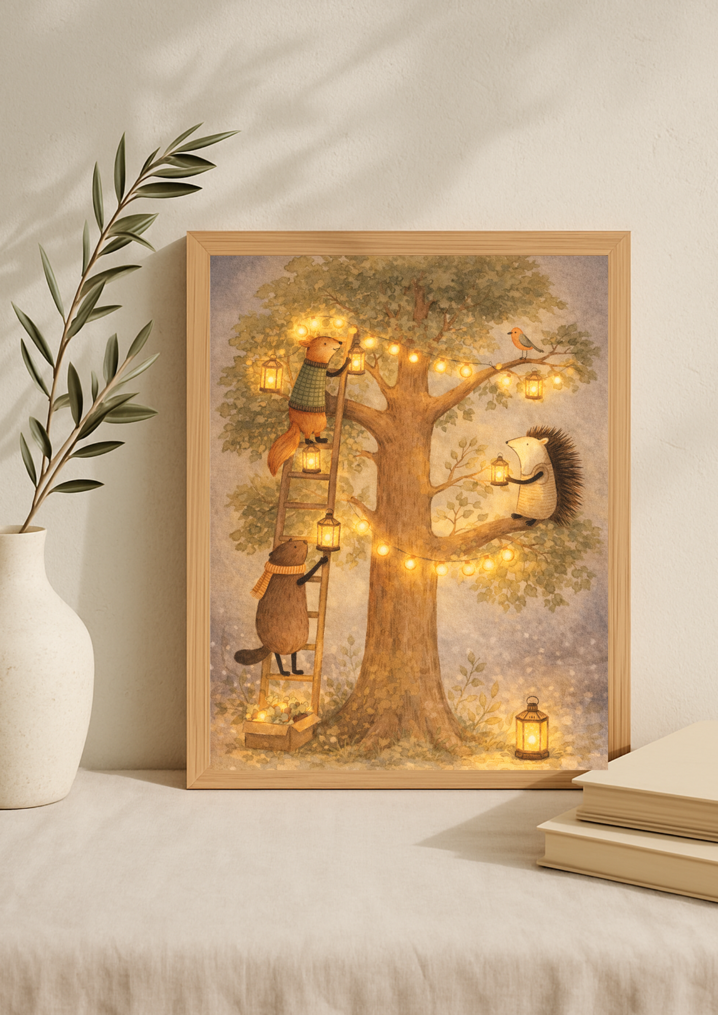 Affiche animaux de la forêt – illustration printemps chambre bébé - Univers poétique et minimaliste
