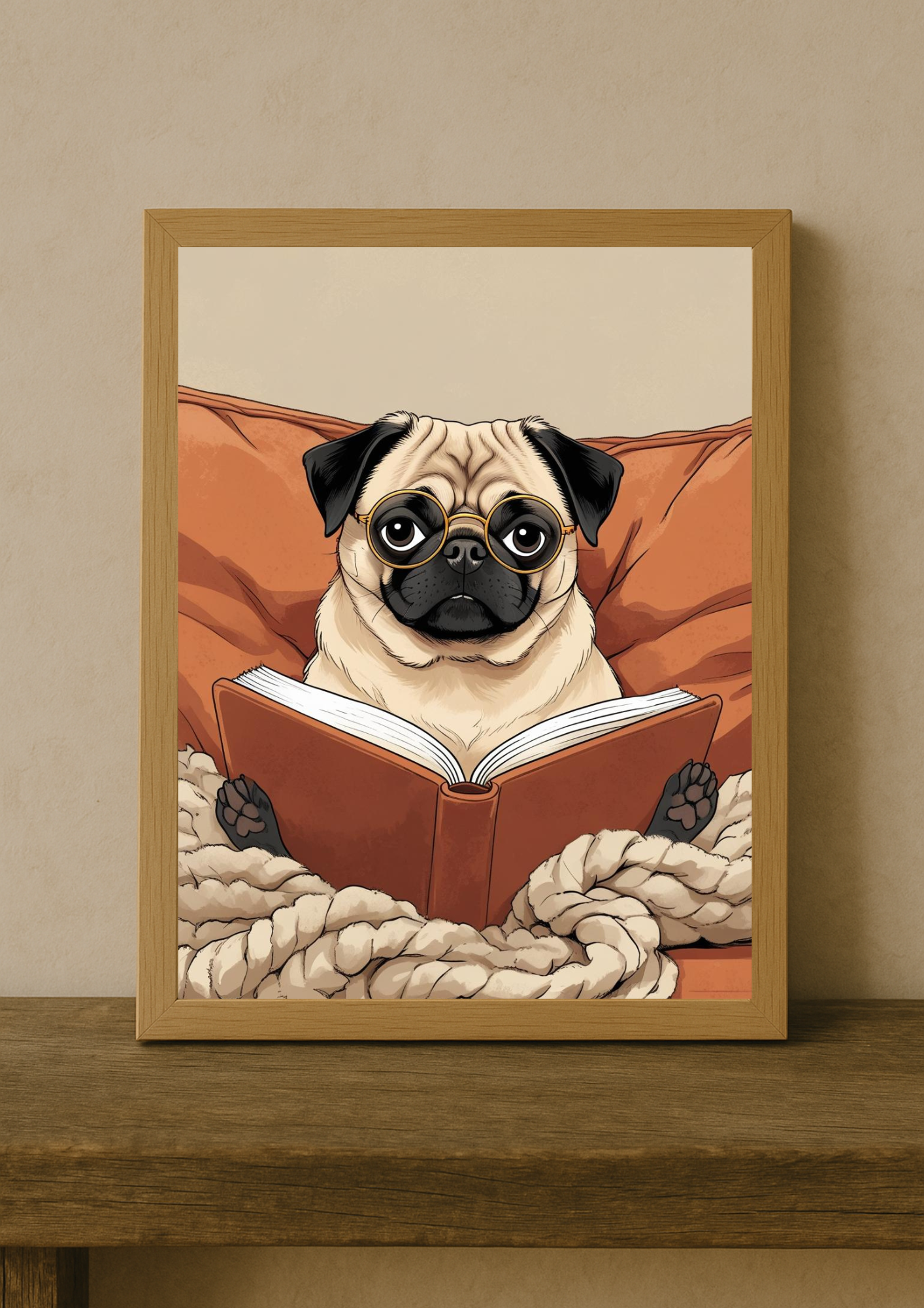 Affiche Chien Lecteur A4 – Poster Chien Rigolo | Déco Murale Animaux