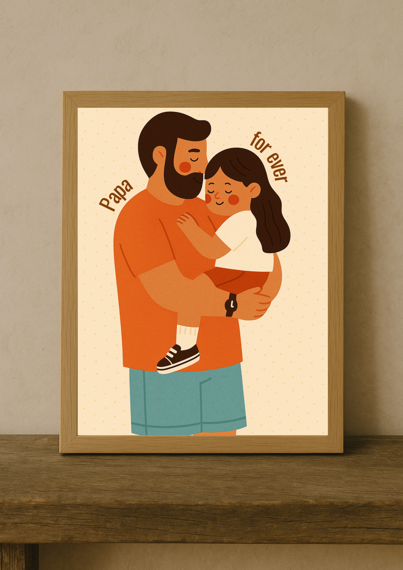 Collection Amour - Affiche papa sportif enfant – Illustration douce lien père fille – Décoration chambre enfant - idée cadeau naissance
