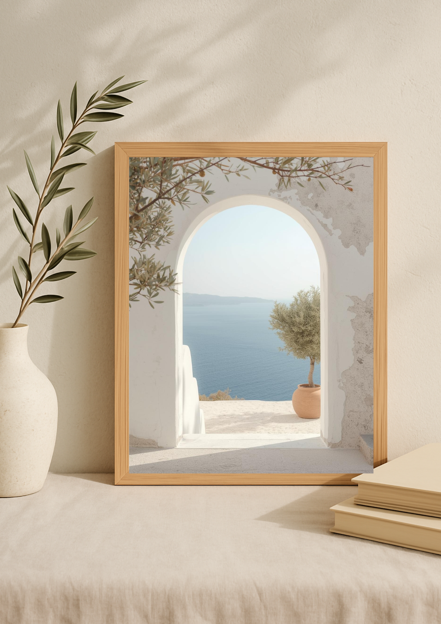 Affiche arche méditerranéenne vue mer – décoration murale lumineuse esprit sud