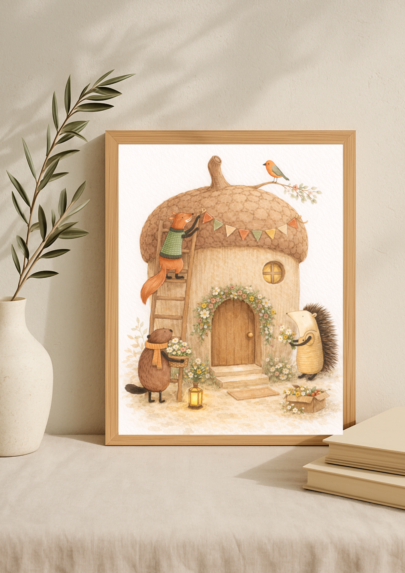 Affiche animaux de la forêt – illustration printemps chambre bébé - Univers poétique et minimaliste
