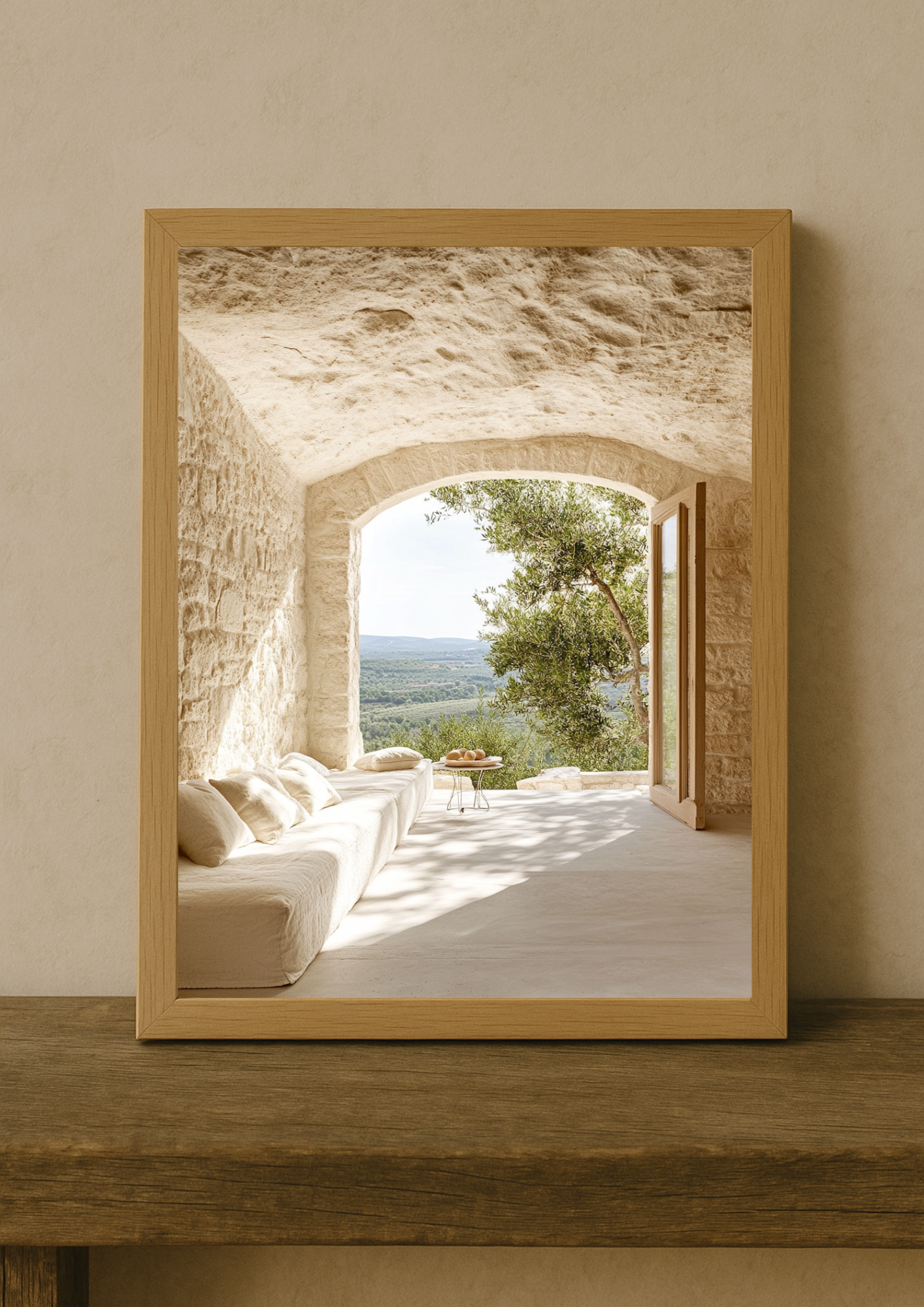 Poster maison en pierre vue campagne – décoration murale ambiance provençale