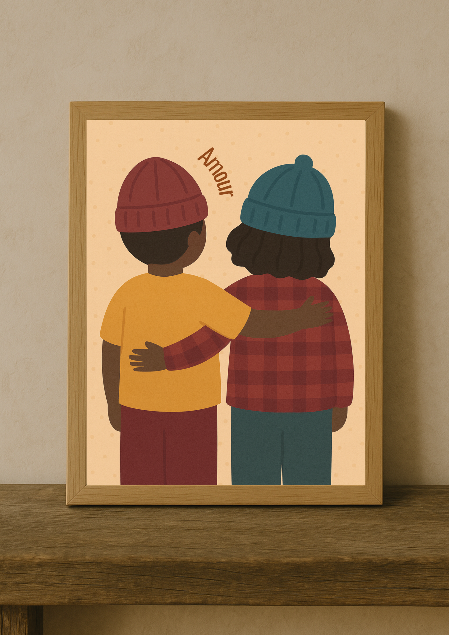 Collection Amour - Affiche enfants Amour – Illustration douce amitié & fraternité – Décoration chambre enfant
