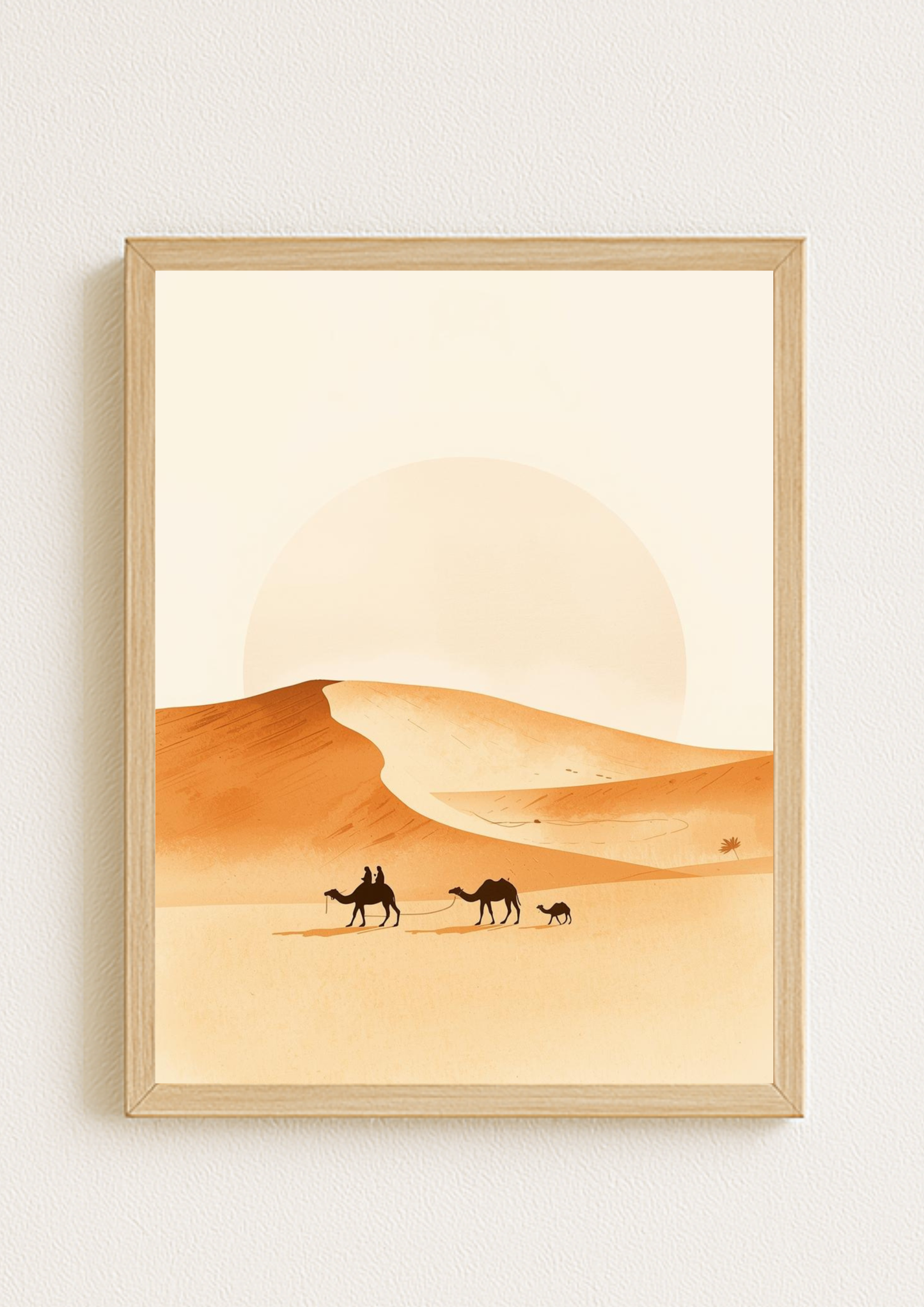 Affiche désert minimaliste – caravane de chameaux – décoration murale sable et terracotta